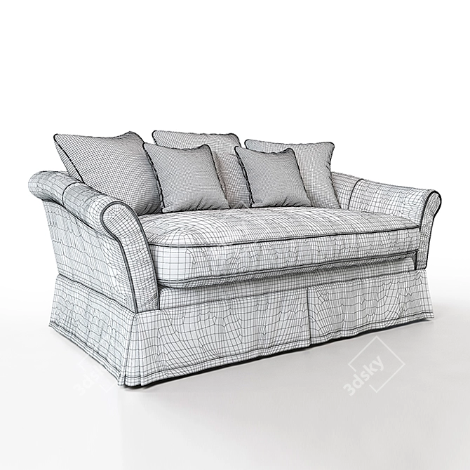 Elegant Belgian 2-Seater Sofa 3D model image 3