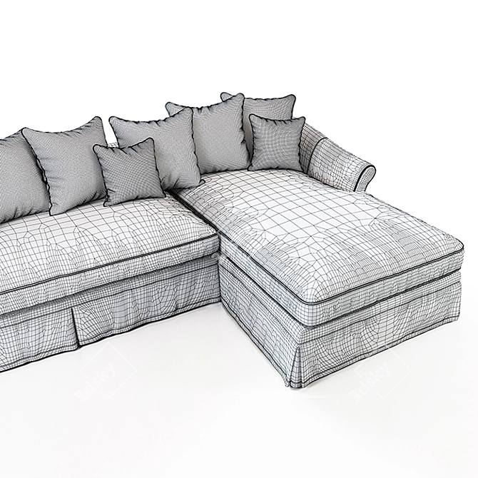 Modern Belgian Corner Sofa - Light Grey 3D model image 3