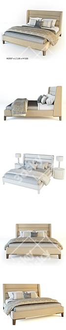 Luxury Bed Set: Dmitriy Co, Recoleta Bed with Louise Bradley Honduras Bedside and Bella Figura Table Lamp 3D model image 2