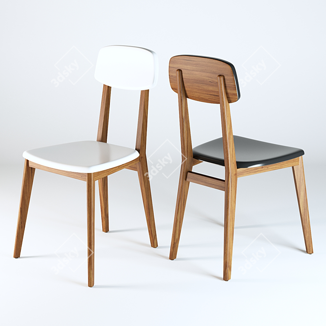 Retro Chic Walnut Dining Chair 3D model image 1