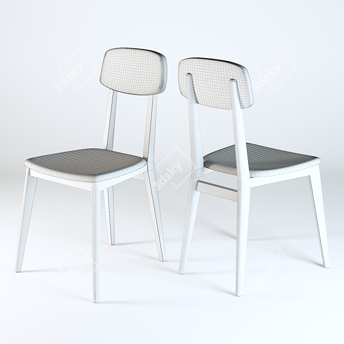 Retro Chic Walnut Dining Chair 3D model image 2