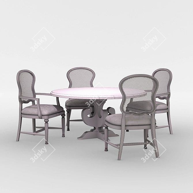 Boheme Round Dining Set 3D model image 2