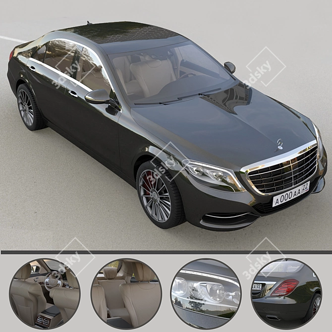 Mercedes W222 3D Model - High Polygon with Turbosmooth 3D model image 1