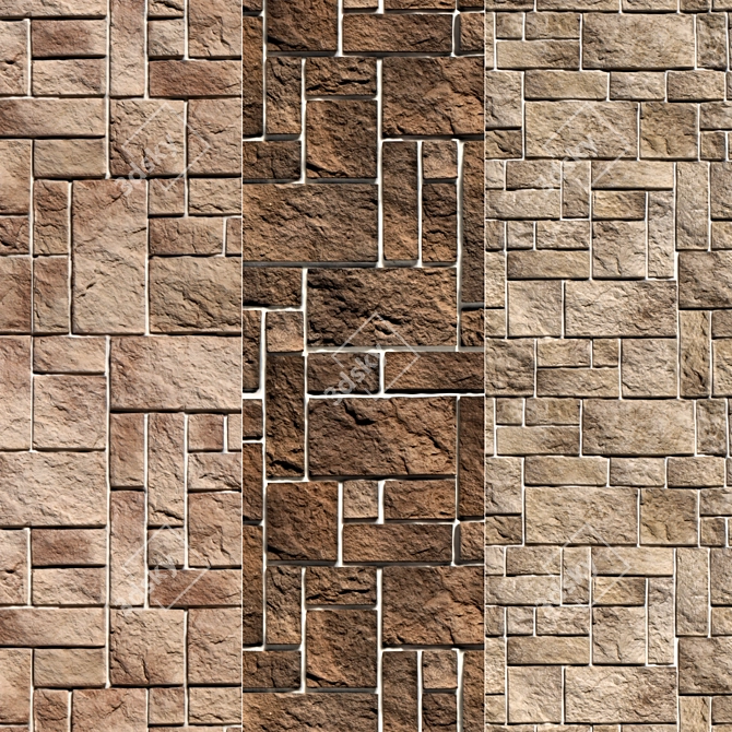 Modern Stone Walls Set 12: Corona Material Collection 3D model image 1