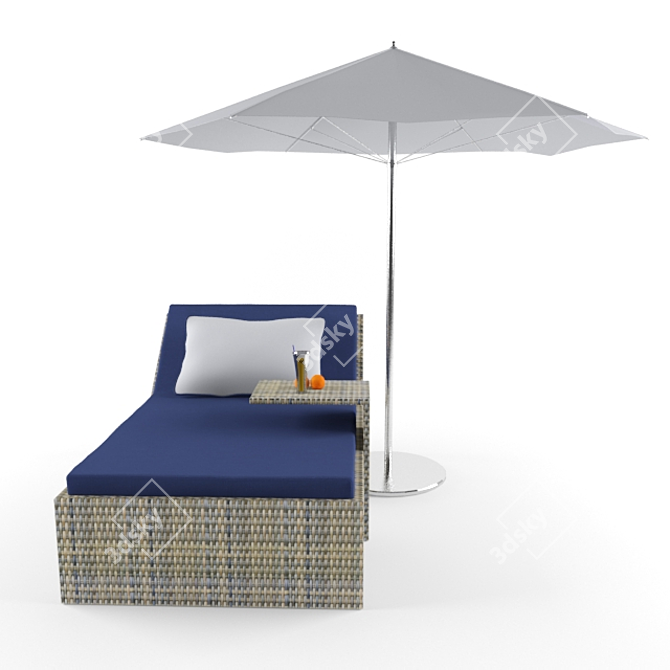 Seascape Chaise Lounge Umbrella 3D model image 2