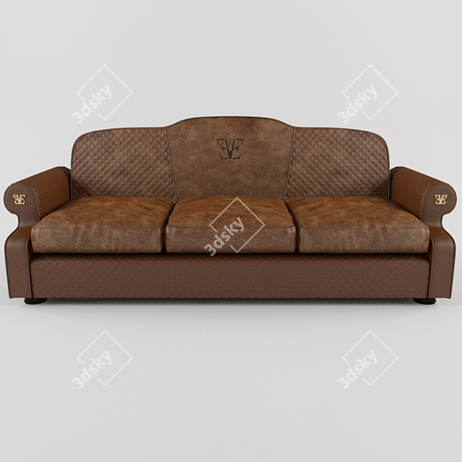 Modern Velvet Sofa 3D model image 2