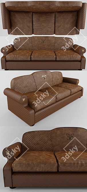 Modern Velvet Sofa 3D model image 3