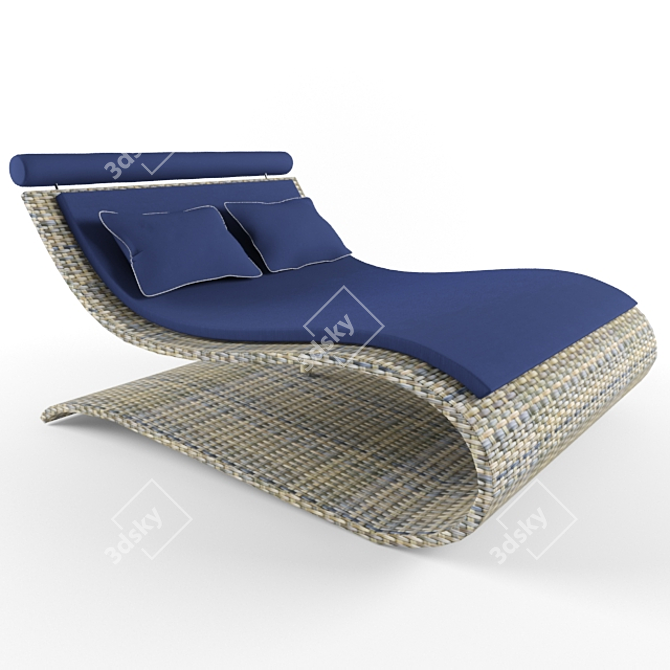 Seascape Double Wicker Deckchair 3D model image 1