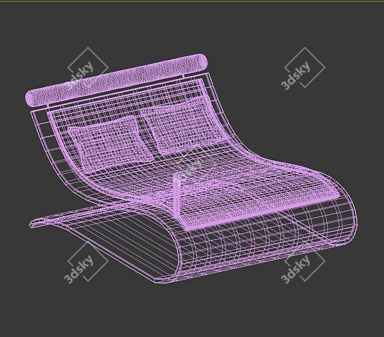 Seascape Double Wicker Deckchair 3D model image 2