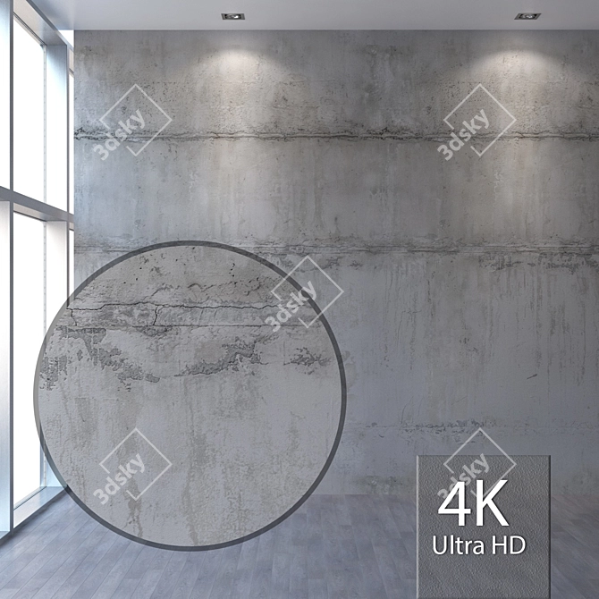 Seamless 4K Concrete Wall Texture 3D model image 1