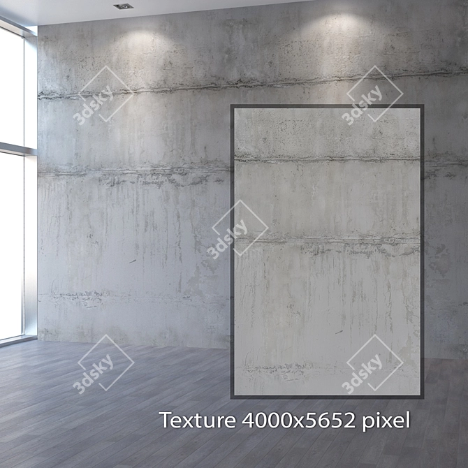 Seamless 4K Concrete Wall Texture 3D model image 2