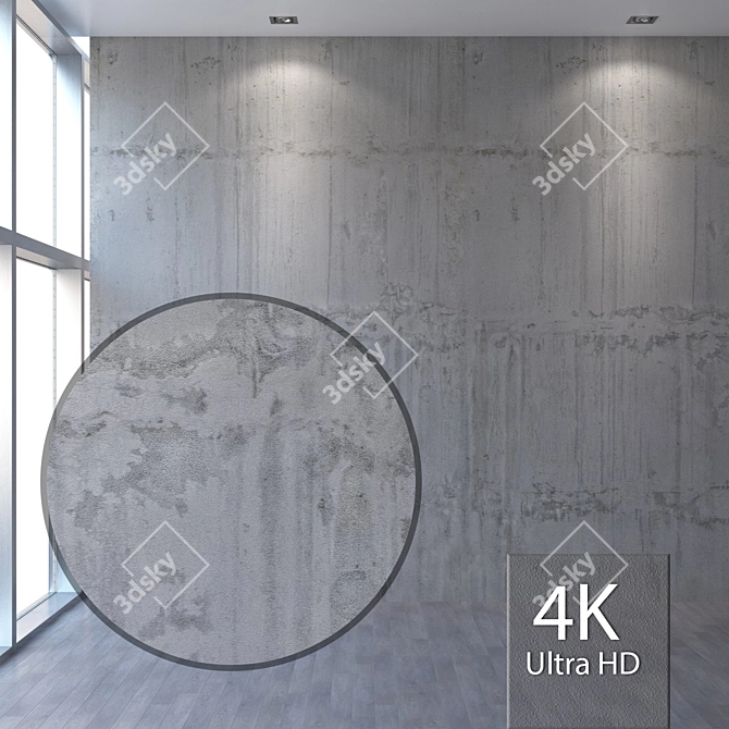 Seamless 4K Concrete Wall Texture 3D model image 1