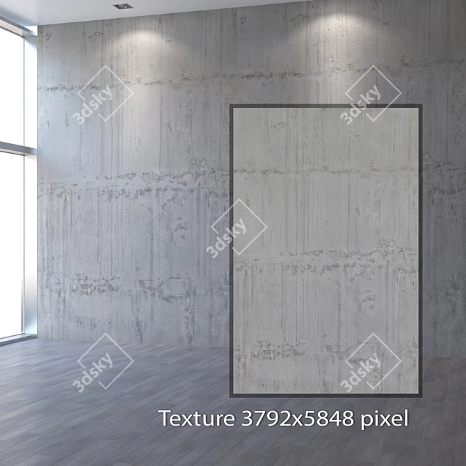 Seamless 4K Concrete Wall Texture 3D model image 2