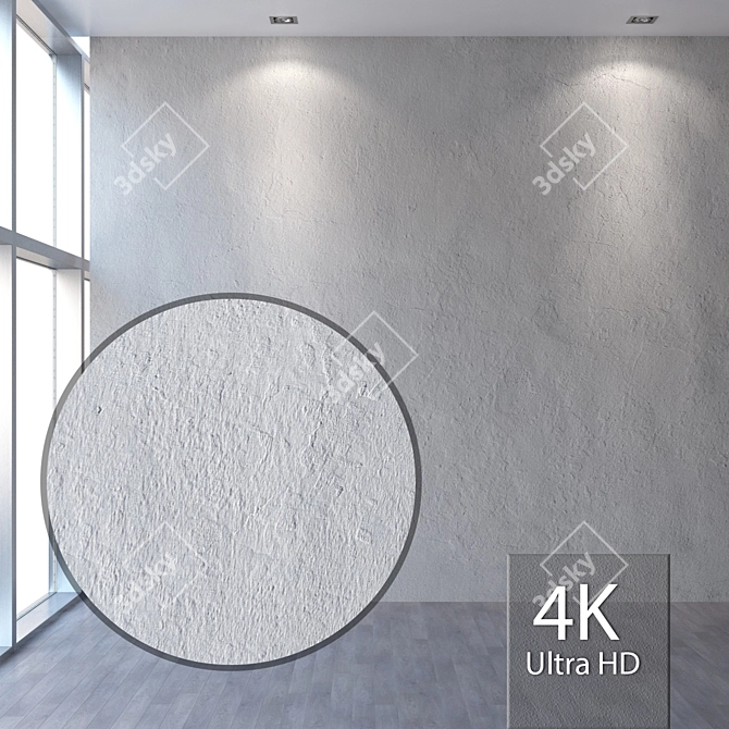 Seamless 4K White Plaster 3D model image 1