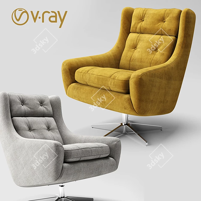 Modern Club Chair: V-Ray Rendered 3D Model 3D model image 1