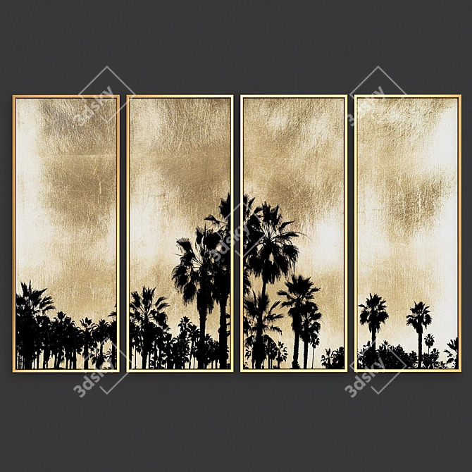 Golden Palm Art Set 3D model image 1