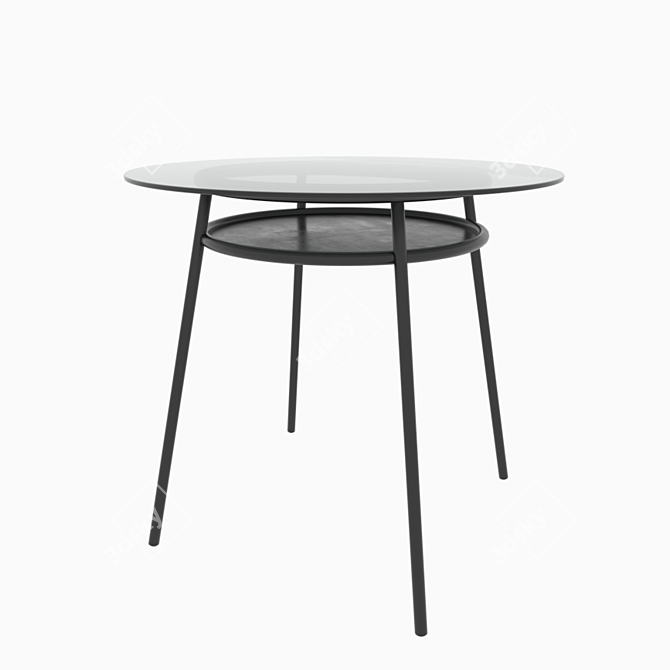 Title suggestion: Sleek Black Metal & Glass Table 3D model image 1