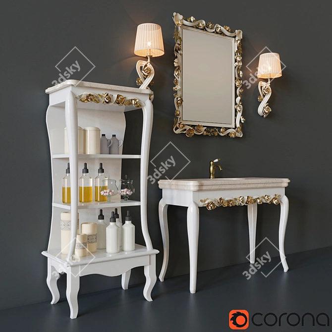 Baroque Rose Furniture Set 3D model image 1