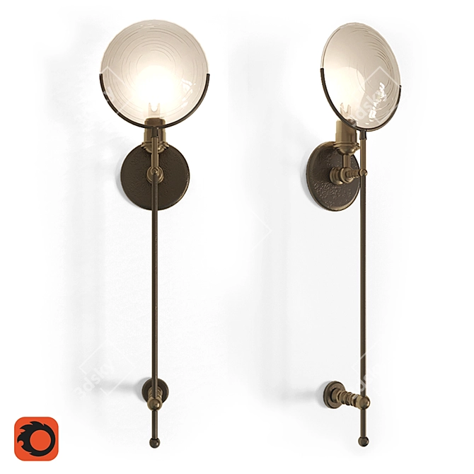 Gaslight Lens Iron Sconce 3D model image 1