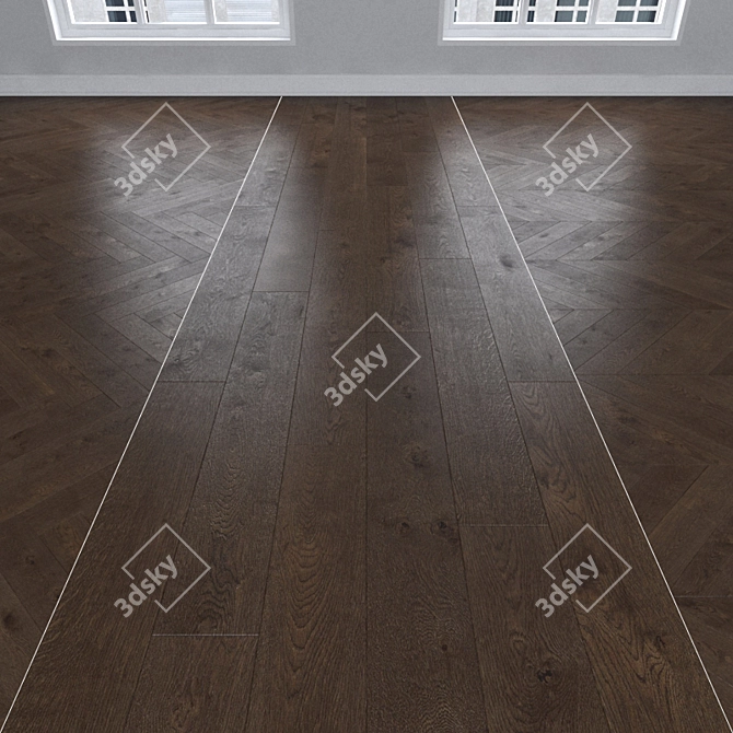 Parquet Oak: Earthy-Brown, 3 Stunning Patterns 3D model image 1