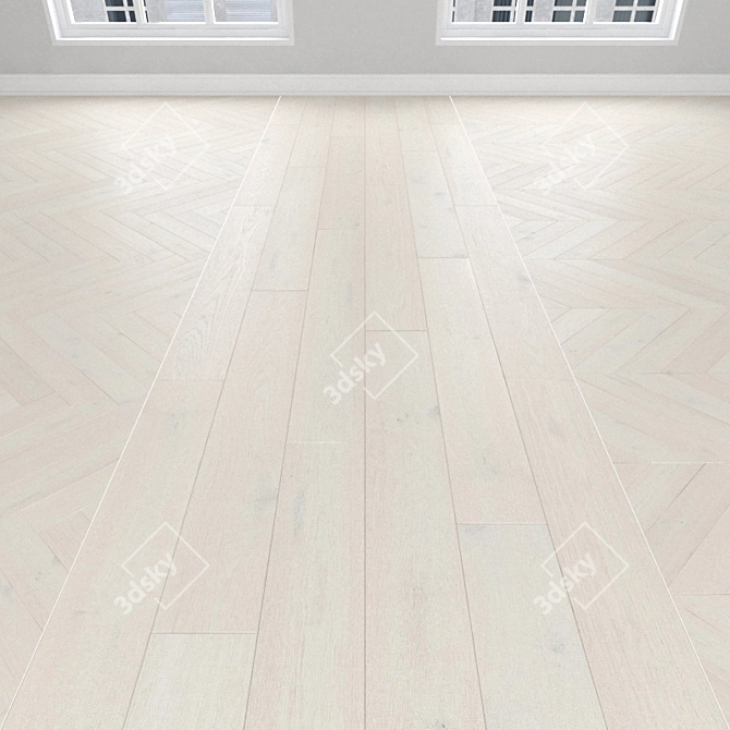 White Oak Parquet, 3 Design Options 3D model image 1