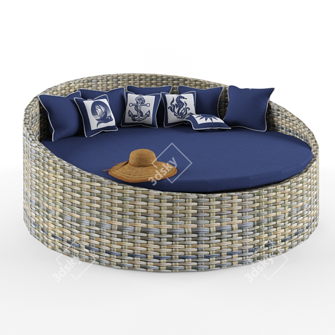 Terrasophy Braided Round Chaise Longue & Hat: Coastal Luxury 3D model image 1