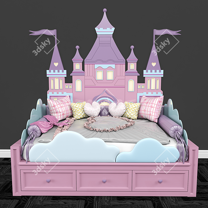 Regal Castle Kids Bed 3D model image 1