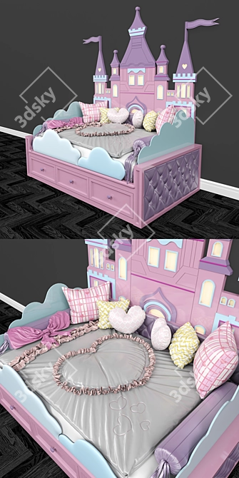 Regal Castle Kids Bed 3D model image 2