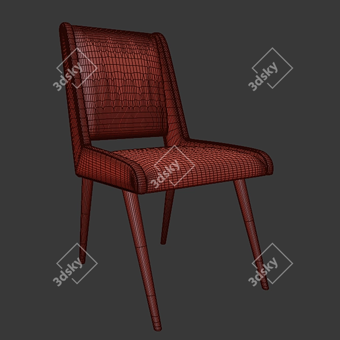 Velvet Mid Century Dining Chair 3D model image 3