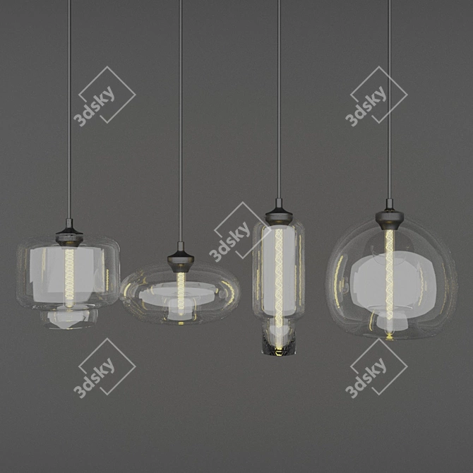 Elegant Glass Lamp Set (02) 3D model image 1