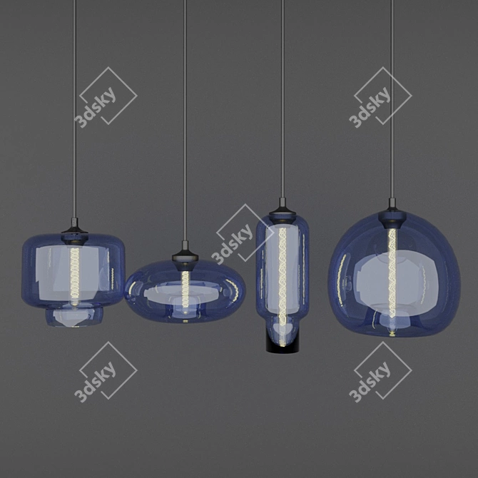 Elegant Glass Lamp Set 3D model image 1