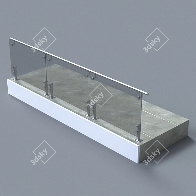 Short Baluster Glass Handrail 3D model image 1