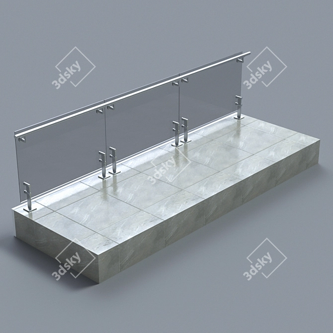 Short Baluster Glass Handrail 3D model image 2