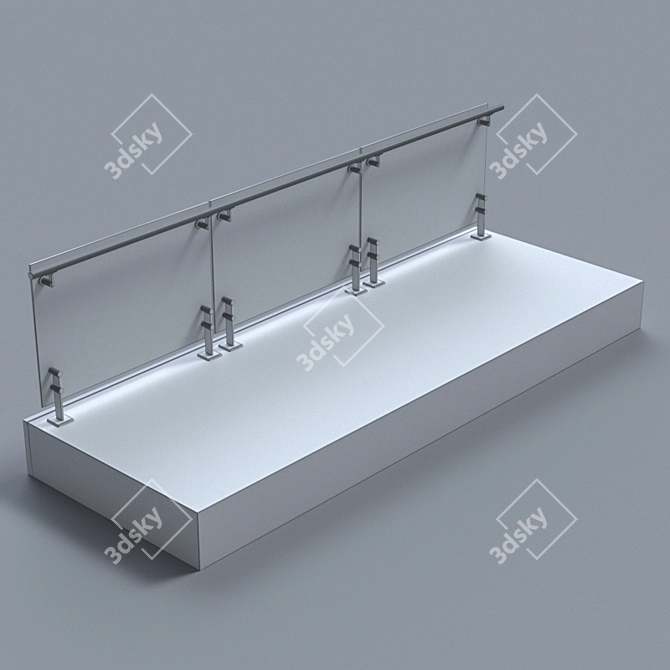 Short Baluster Glass Handrail 3D model image 3