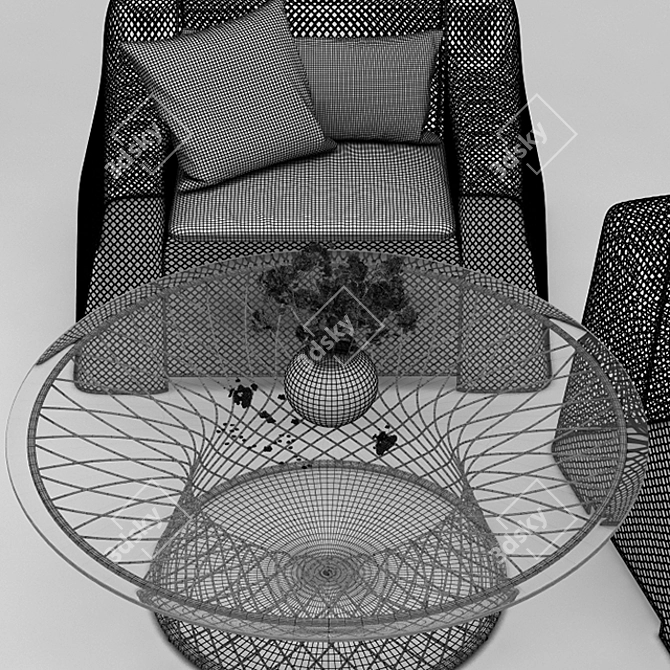 Title: Coalesse Ivy Chair & Emu Table Set 3D model image 3