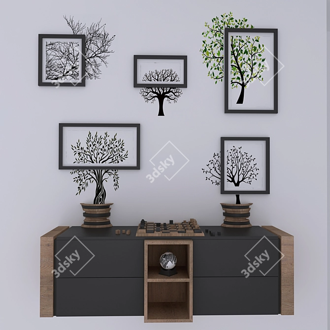 Unique Wood Hanging Wall Decor 3D model image 1