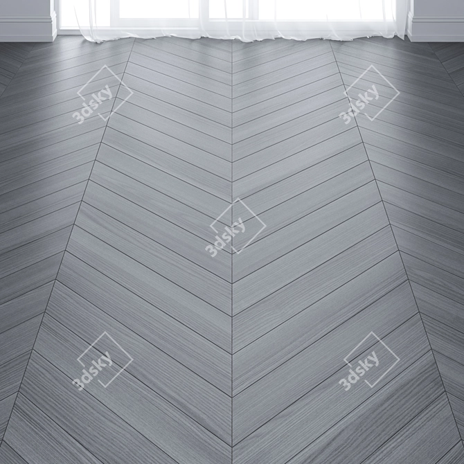 Gray Parquet Board: Chevron & Deck Layout 3D model image 1