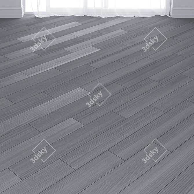 Gray Parquet Board: Chevron & Deck Layout 3D model image 2