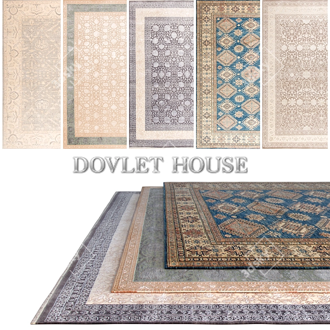 DOVLET HOUSE Carpets Set (241) - 5 Pieces 3D model image 1