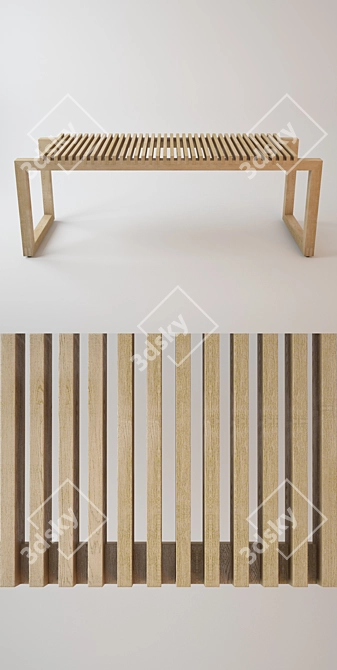 Scandinavian Slice Bench 3D model image 2