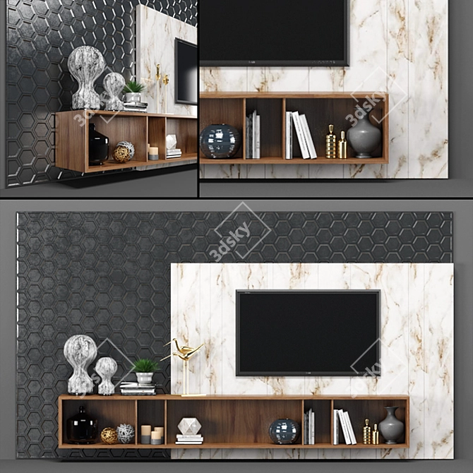 Sleek TV Stand with Storage 3D model image 1