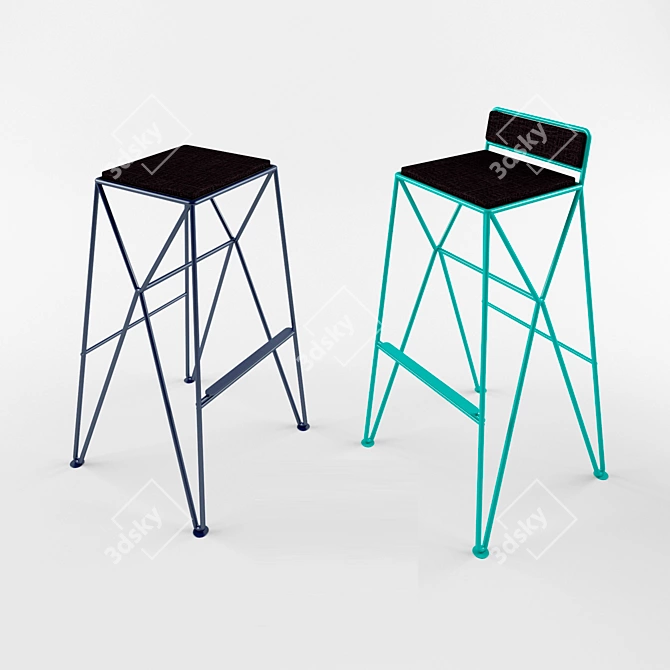 Sleek Steel Thorn Bar Stool 3D model image 1