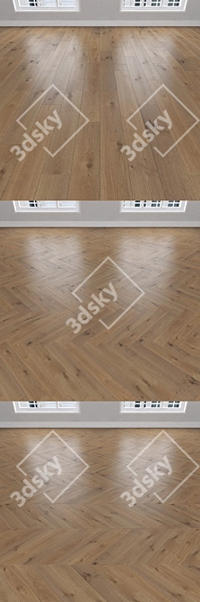 Versatile Oak Parquet: Linear, Christmas Tree, Chevron 3D model image 2