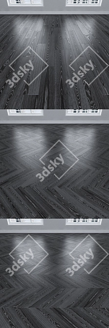 Black Ash Parquet: Christmas Tree, Linear, Chevron 3D model image 2