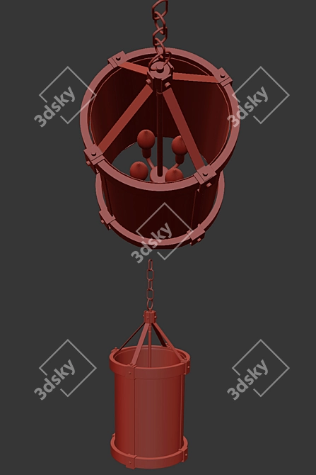 Rustic Transitional Hanging Lamp - Kichler Barrington 3D model image 2