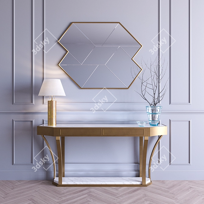 Luxury Home Decor Set: Savoy Cosolle, Mogol Mirror, Williams Sonoma Lamp 3D model image 1