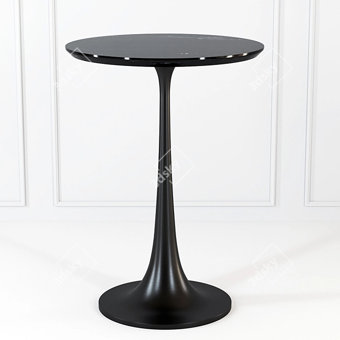 Elegant Nero Black Marble Table 3D model image 1