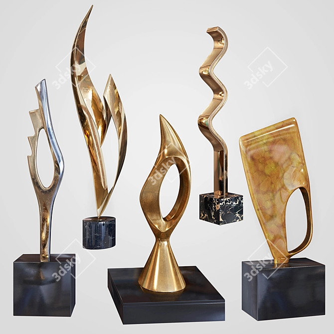 Elegant Burlini Sculpture Set 3D model image 1