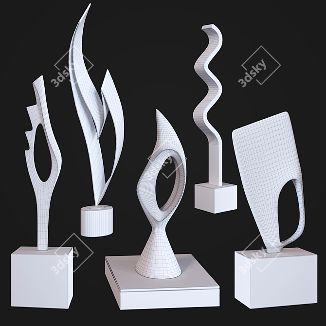 Elegant Burlini Sculpture Set 3D model image 2