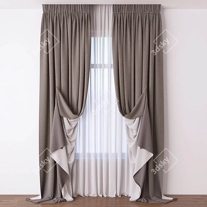 Elegant Drapery Panels 3D model image 1